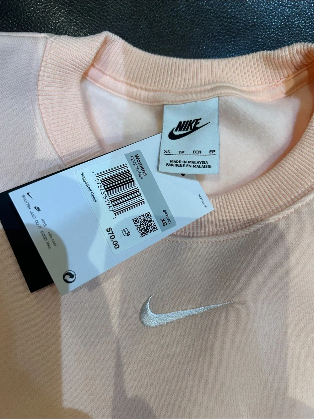 Nike Pale Pink Crewneck Sweatshirt with White Swoosh
